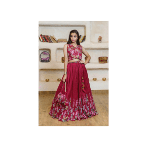 Floral ElrFloralgance Magenta Lehenga set